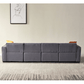 Modern Minimalist Modular U Shape Dual Chaise Sectional Fabric Sofa, Beige or Gray 131" - Revel Sofa 