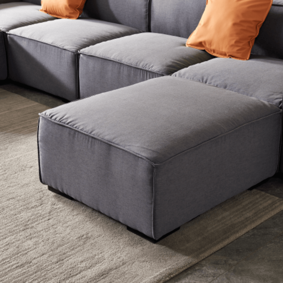 Modern Minimalist Modular U Shape Dual Chaise Sectional Fabric Sofa, Beige or Gray 131" - Revel Sofa 