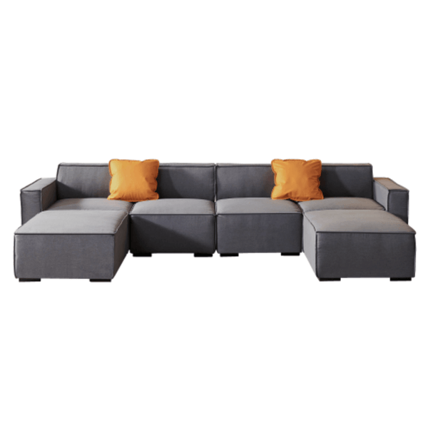 Modern Minimalist Modular U Shape Dual Chaise Sectional Fabric Sofa, Beige or Gray 131 - Revel Sofa 