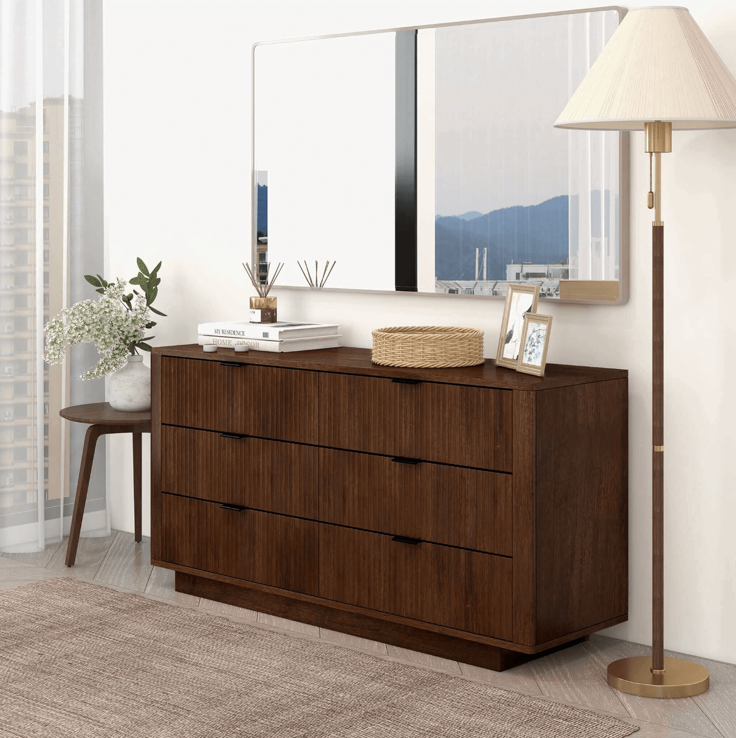 Lola MCM Walnut Dresser With 6 Drawers - Revel Sofa 