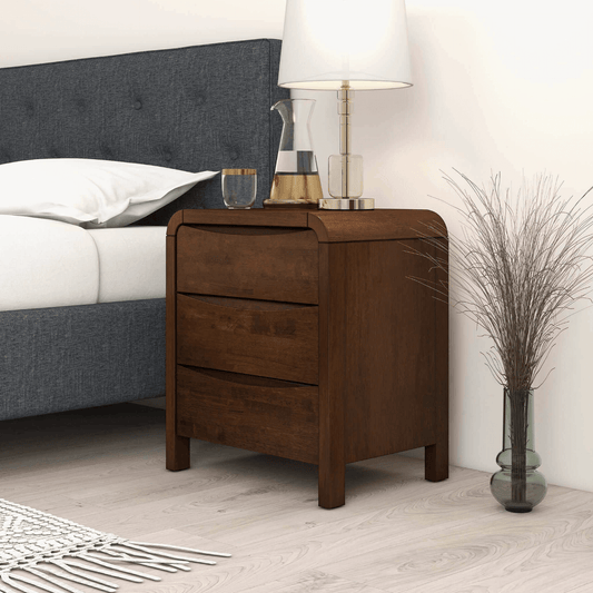 Lionel MCM Solid Wood 3 Drawer Nightstand in Walnut - Revel Sofa 