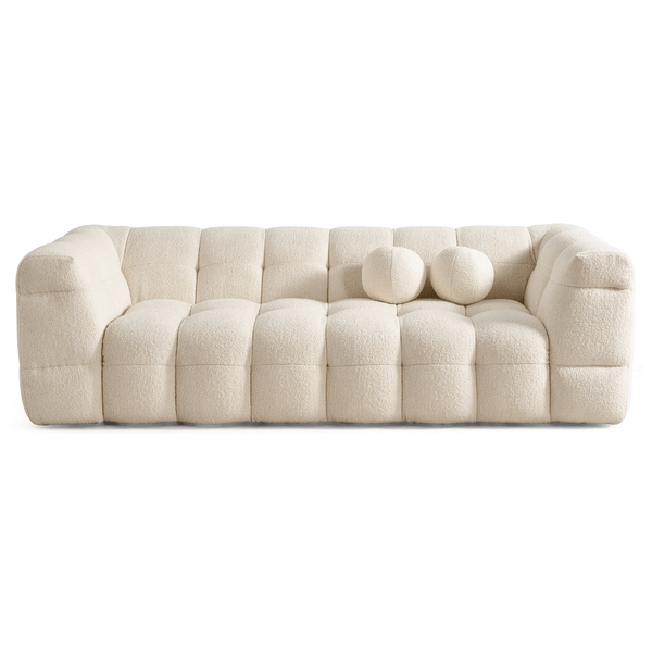 Alana Tufted Boucle Sofa Couch, Ivory 91 - Revel Sofa 