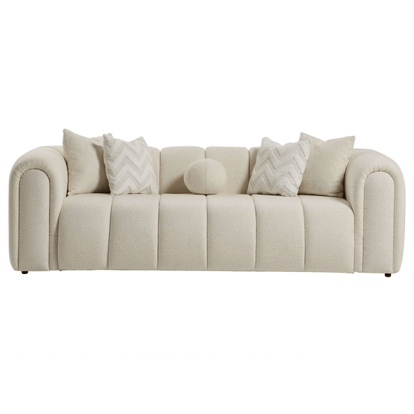 Beatrice Channel Tufted Boucle Sofa, Ivory 93 - Revel Sofa 