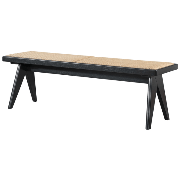 Keira MCM Solid Wood Bench Rattan Upholstered Top 51 - Revel Sofa 