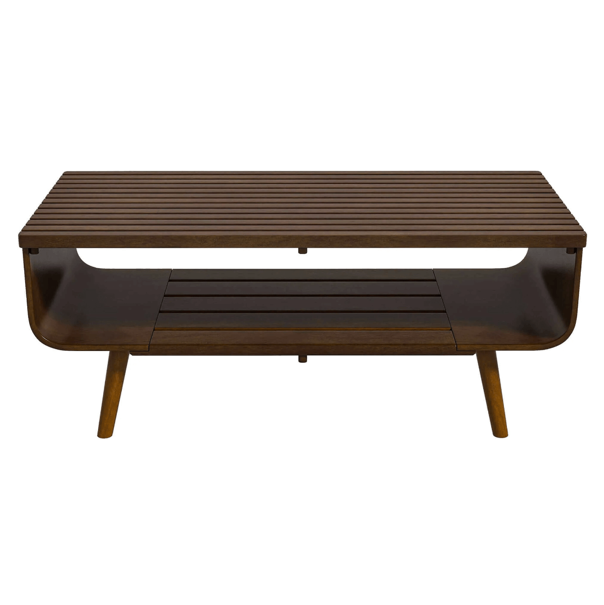 Alice Solid Wood 2 Tier Coffee Table in Walnut 44” - Revel Sofa 