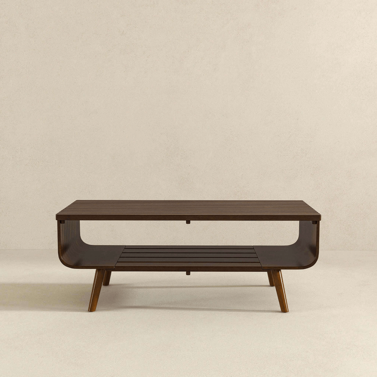 Alice Solid Wood 2 Tier Coffee Table in Walnut 44” - Revel Sofa 