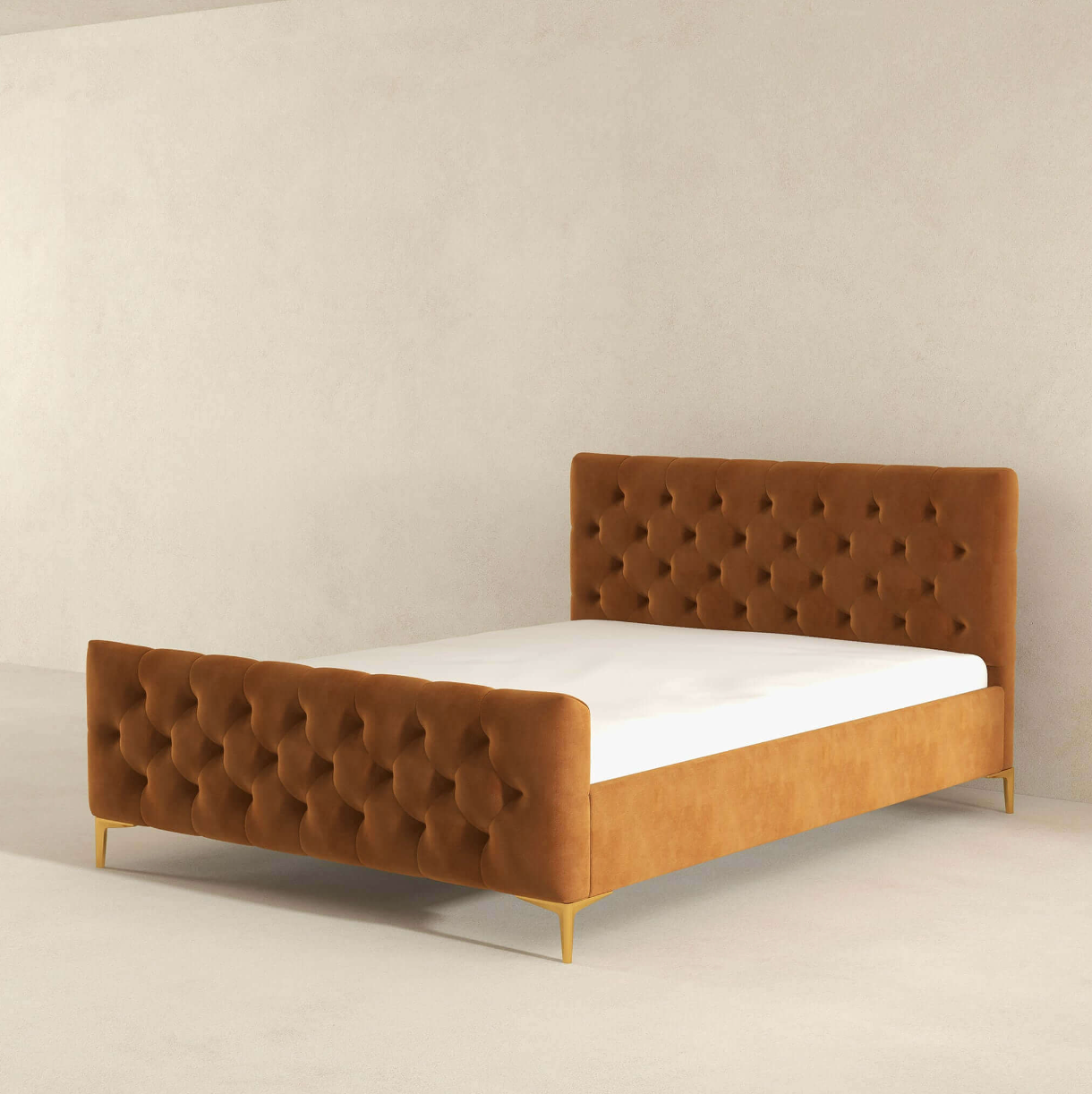 Bailey Velvet Upholstered Tufted Platform Bed Frame - Revel Sofa 