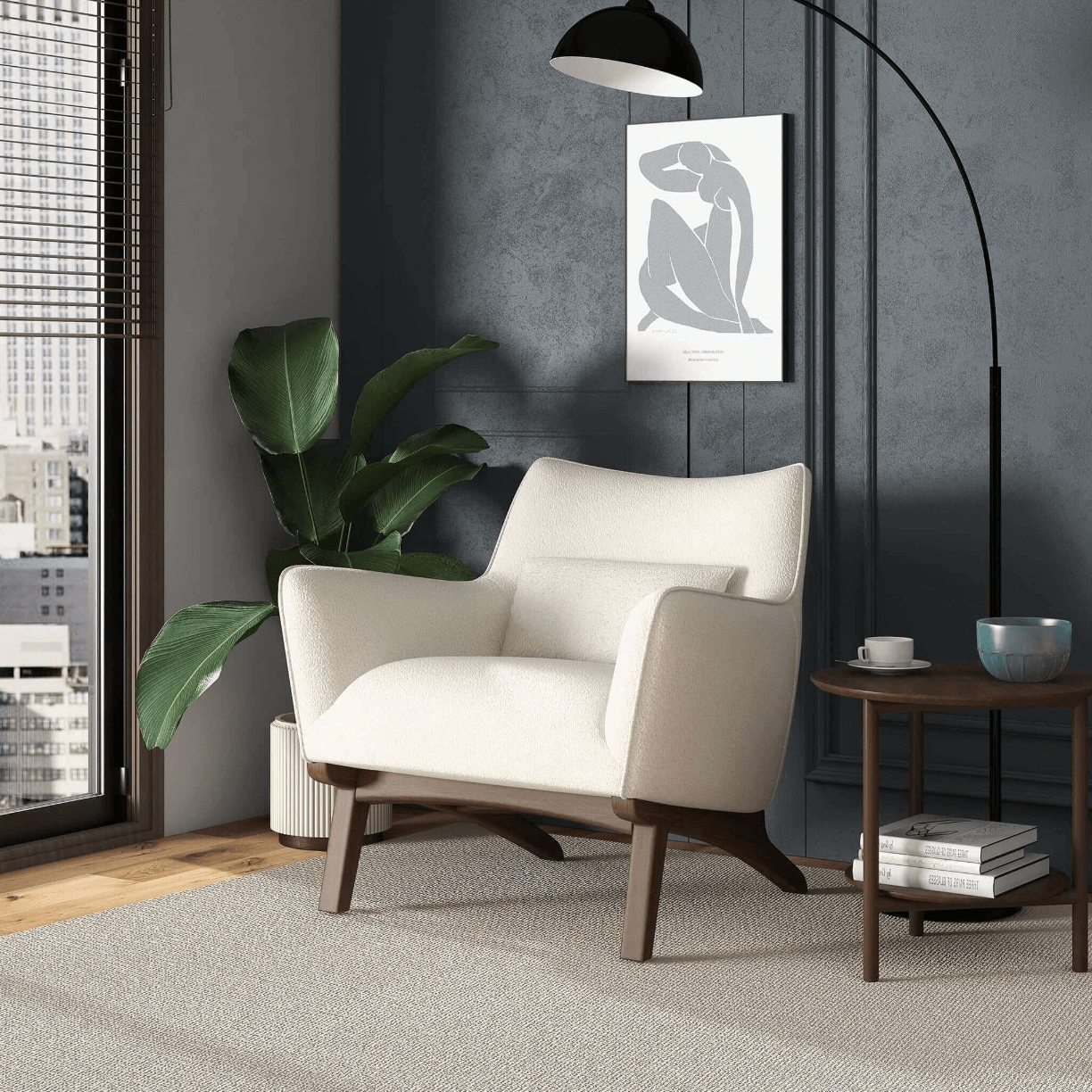 Brayden Lounge Arm Chair in Velvet, Boucle & Linen - Revel Sofa 