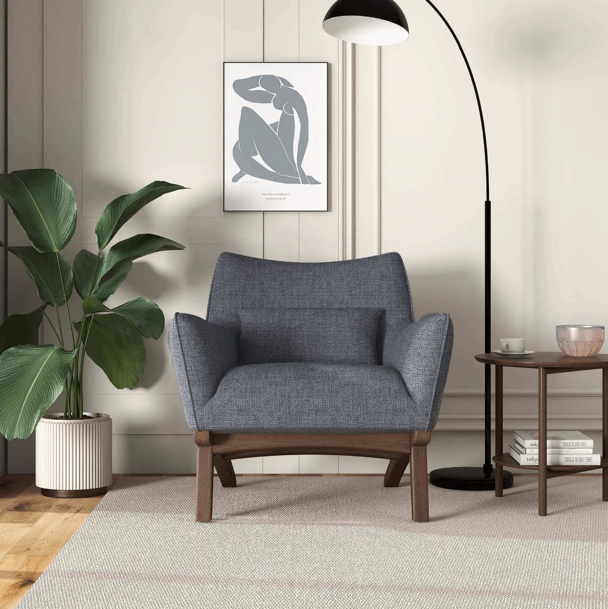 Brayden Lounge Arm Chair in Velvet, Boucle & Linen - Revel Sofa 