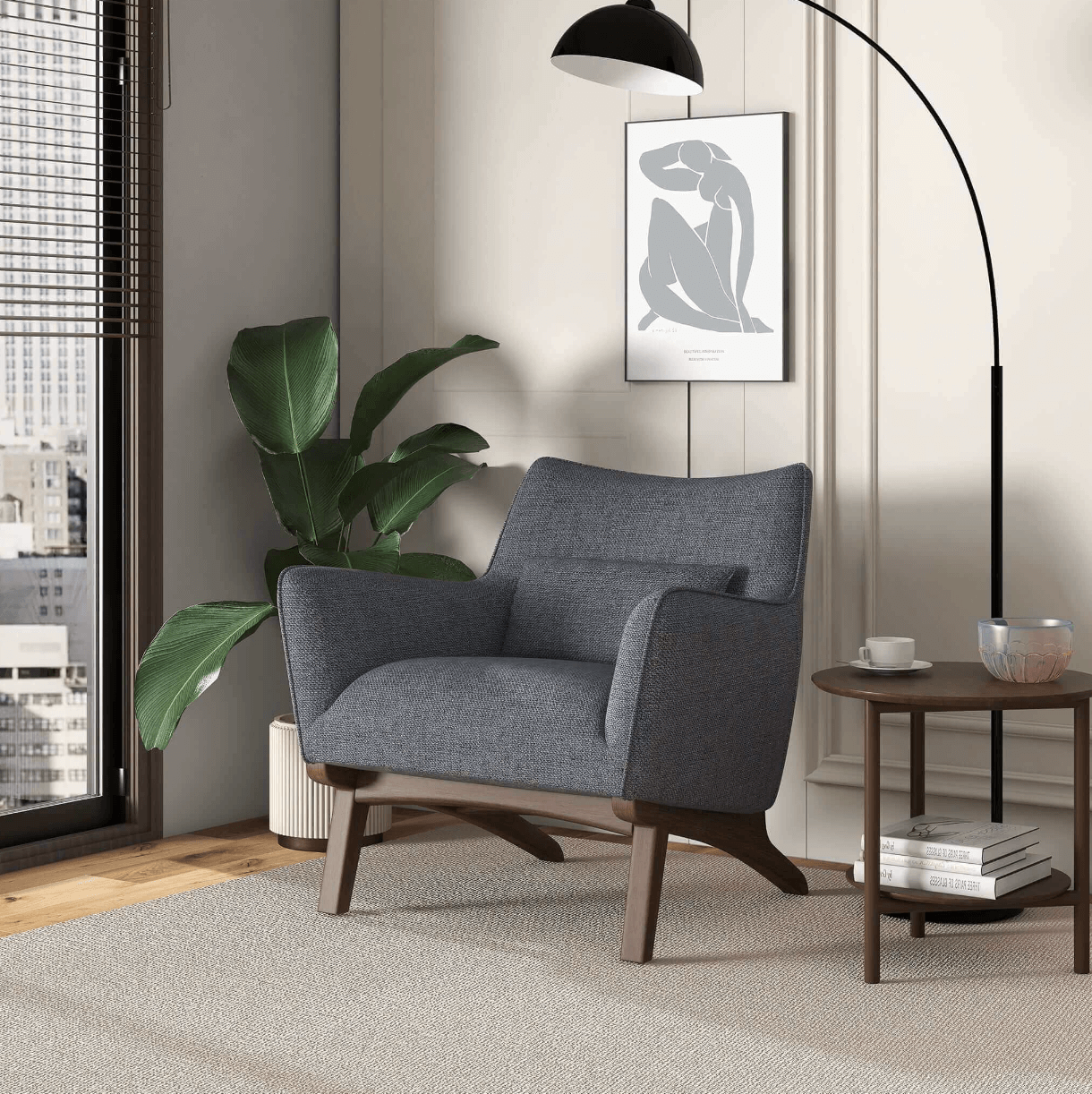 Brayden Lounge Arm Chair in Velvet, Boucle & Linen - Revel Sofa 