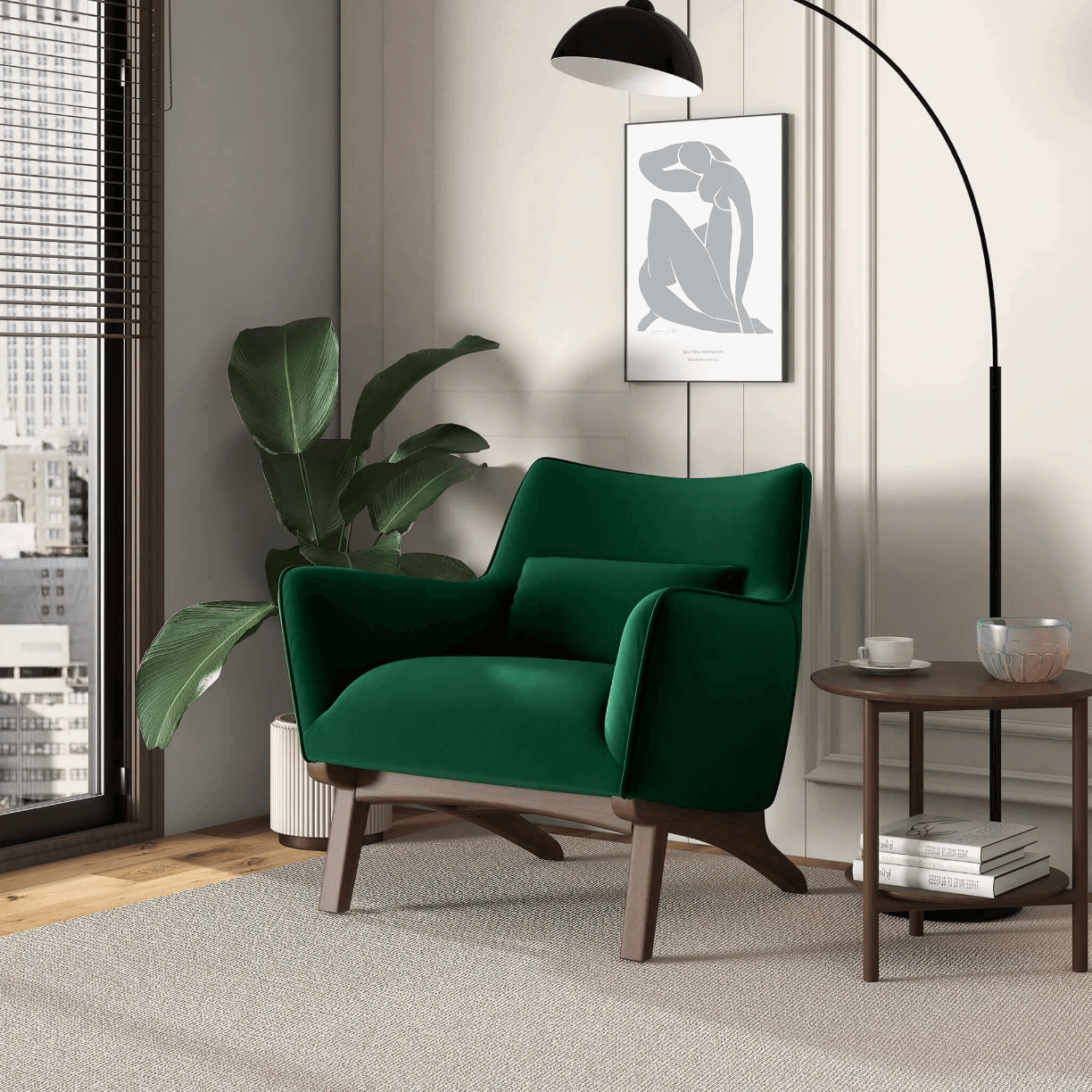 Brayden Lounge Arm Chair in Velvet, Boucle & Linen - Revel Sofa 