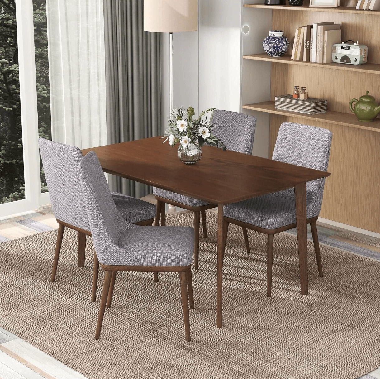 Carlos MCM Solid Wood Dining Table 59" - Revel Sofa 