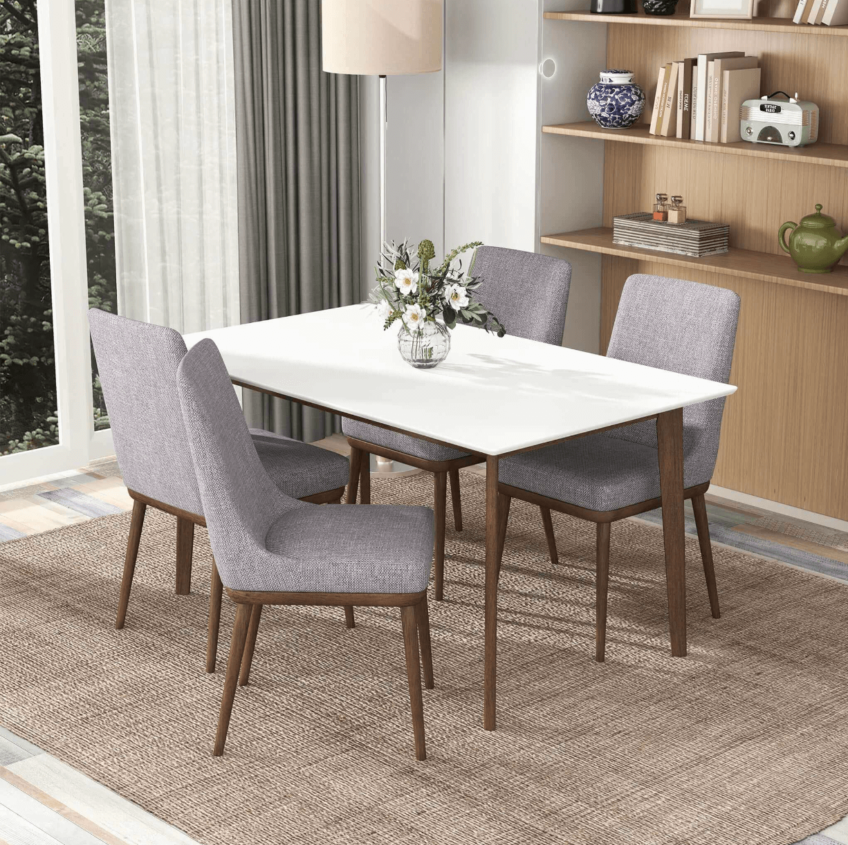 Carlos MCM Solid Wood Dining Table 59" - Revel Sofa 