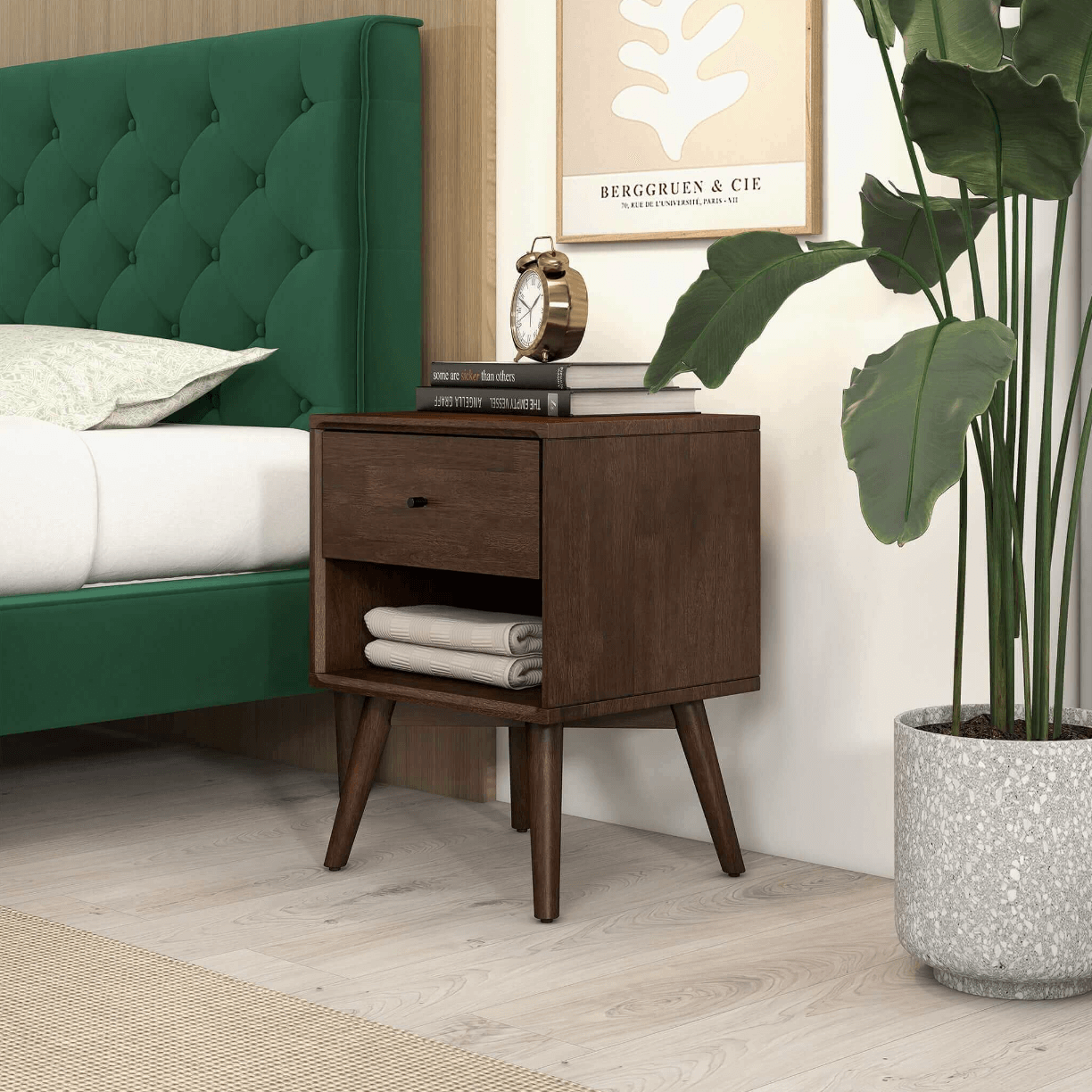 Caroline MCM Style Wood Nightstand - Revel Sofa 