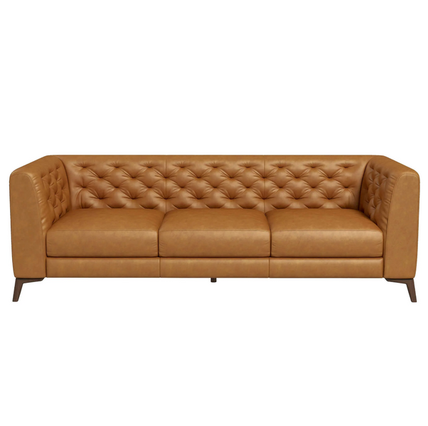 Fargo MCM Styled Tufted Leather Sofa Couch 90