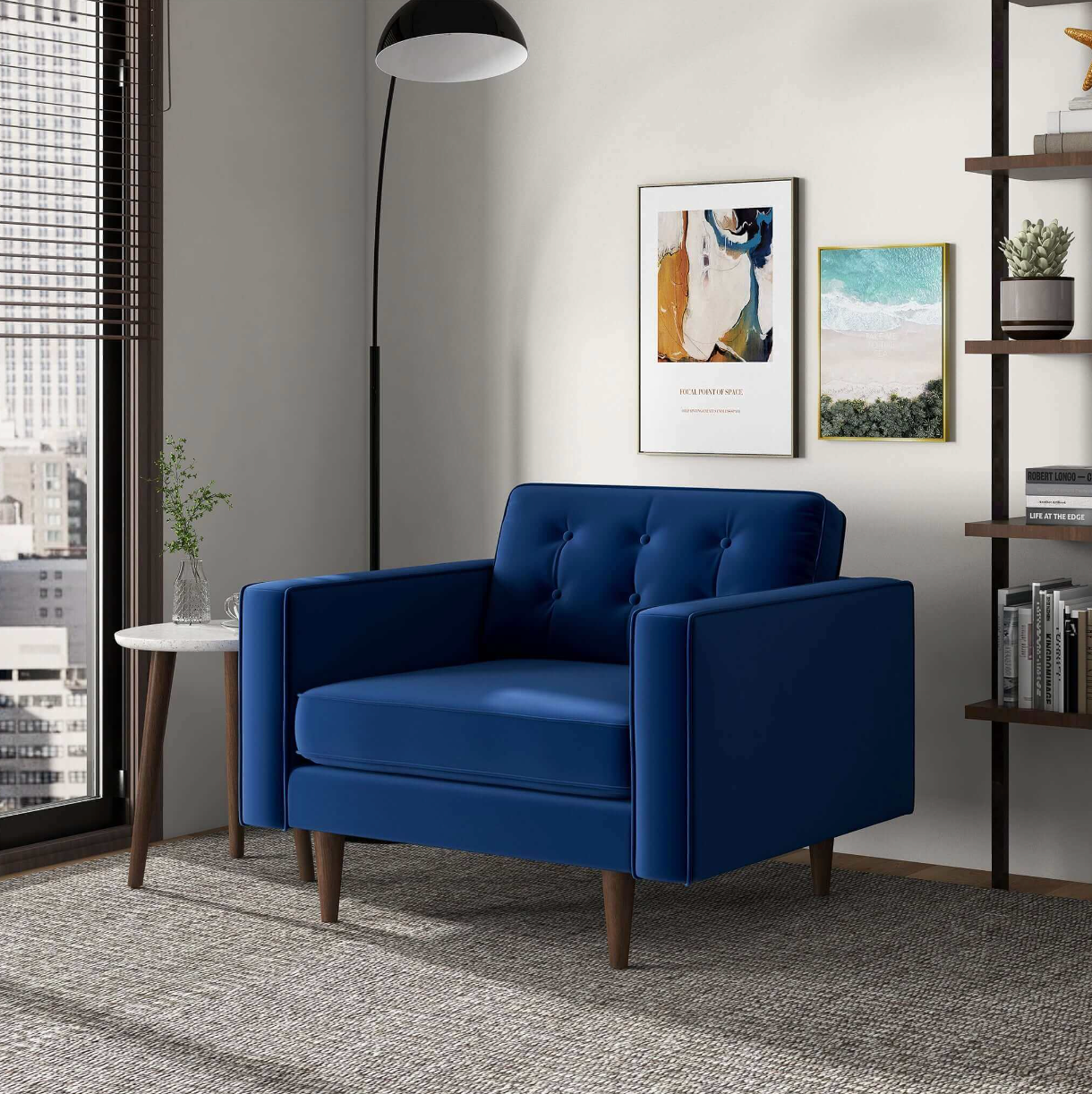 Casey MCM Style Velvet Lounge Chair - Revel Sofa 