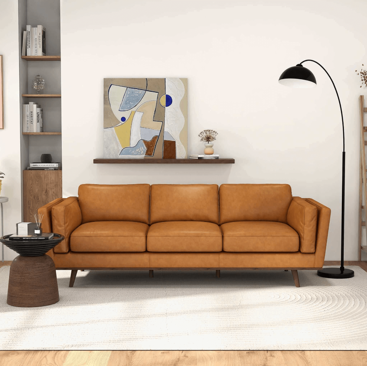Chase MCM Style Genuine Leather Sofa 91" - Revel Sofa 