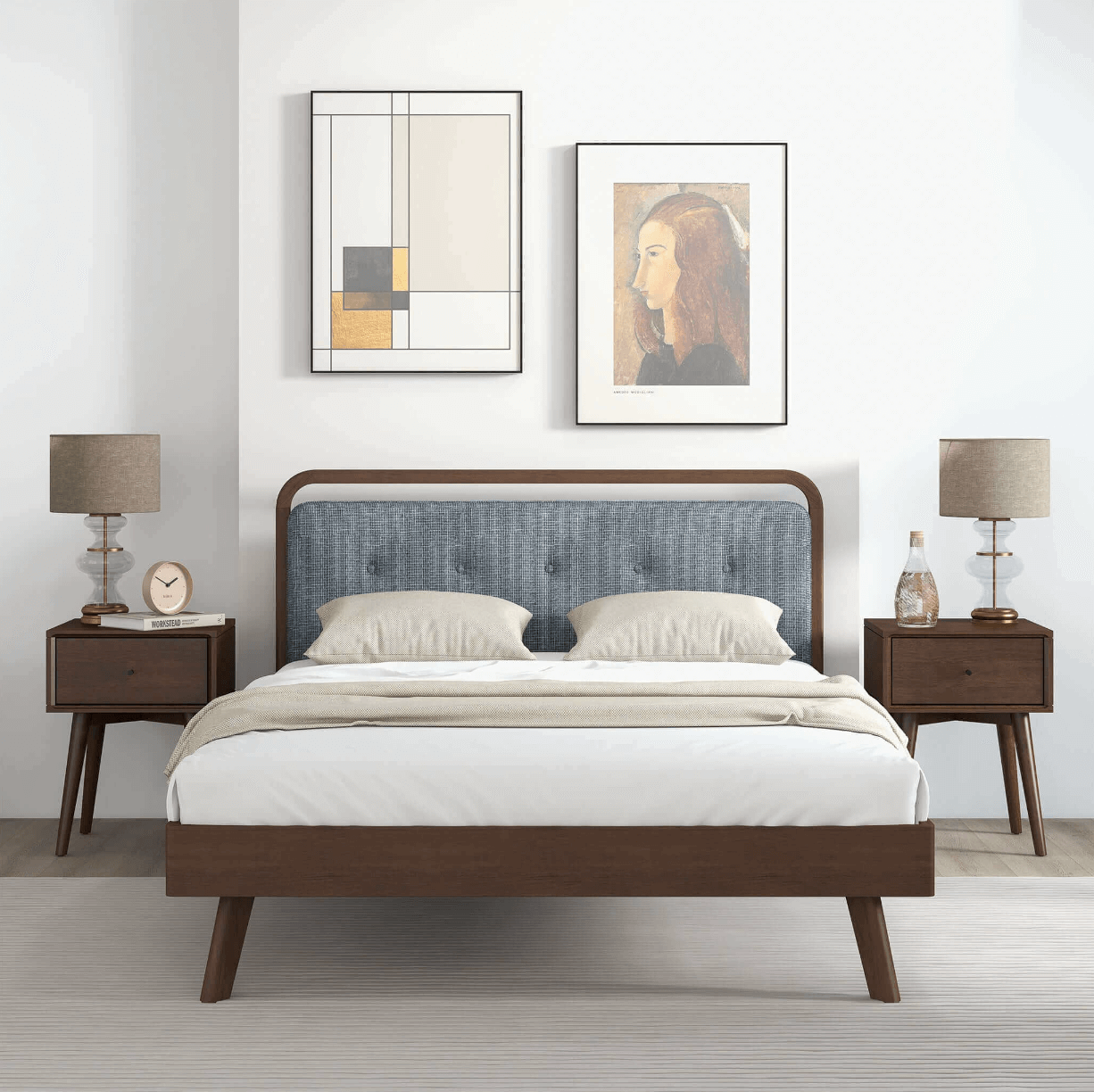 Clyda MCM Solid Wood Platform Bed Frame - Revel Sofa 