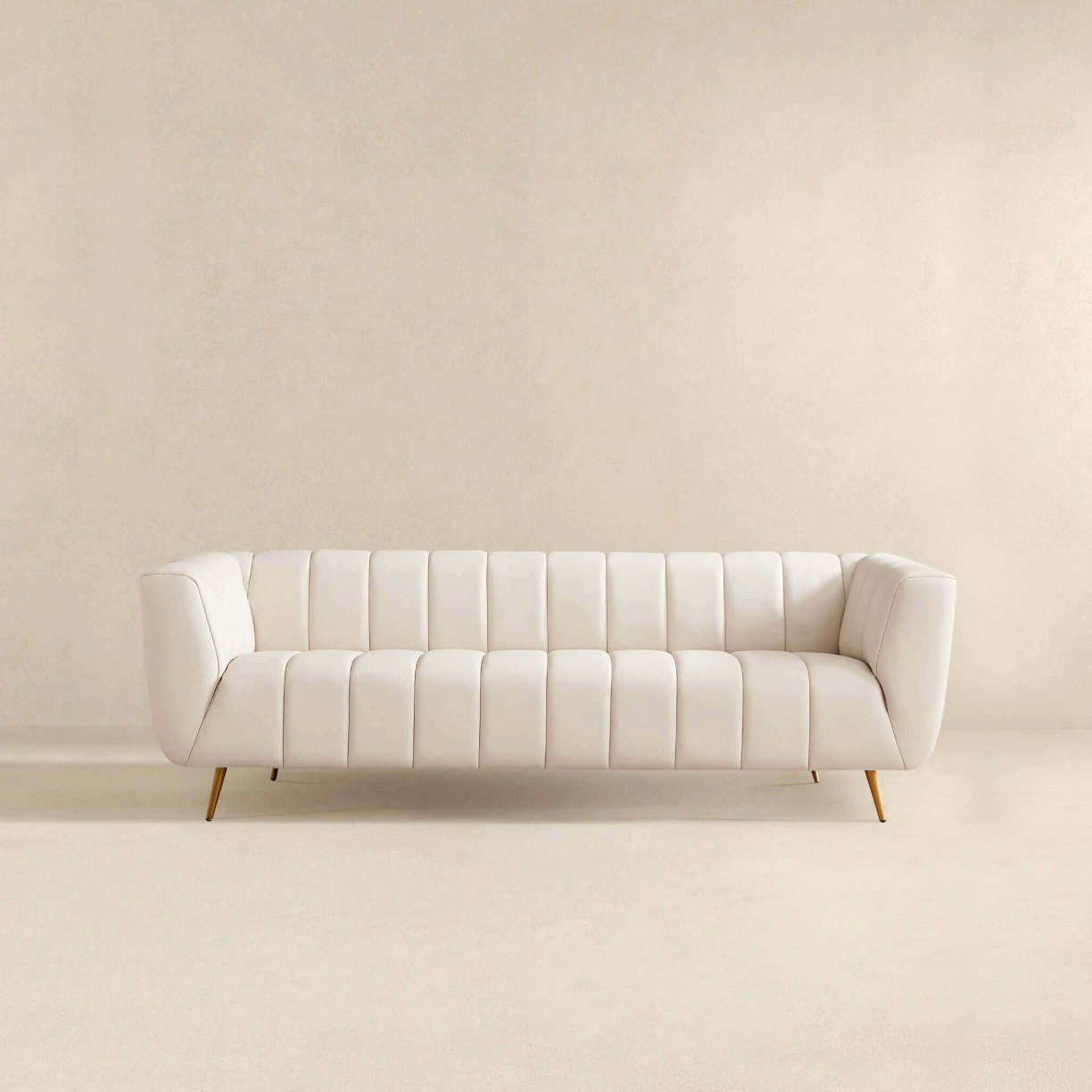 LaMattina MCM Genuine Leather Channel Tufted Sofa 86” - Revel Sofa 