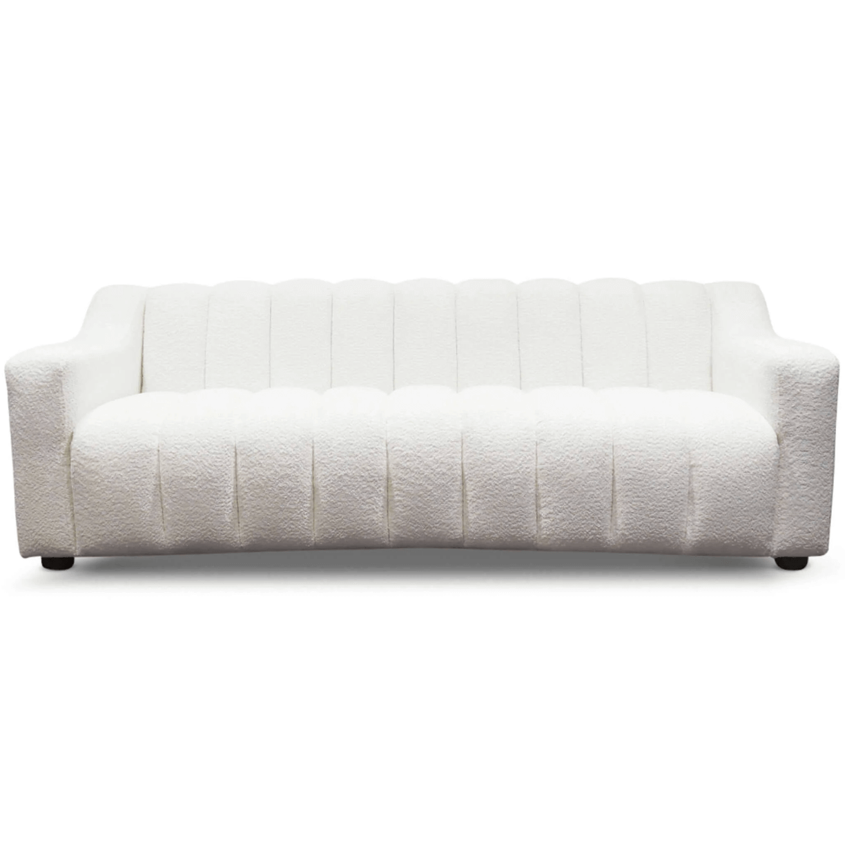 Marcus Modern Channel Tufted Boucle Sofa, Cream White - Revel Sofa 