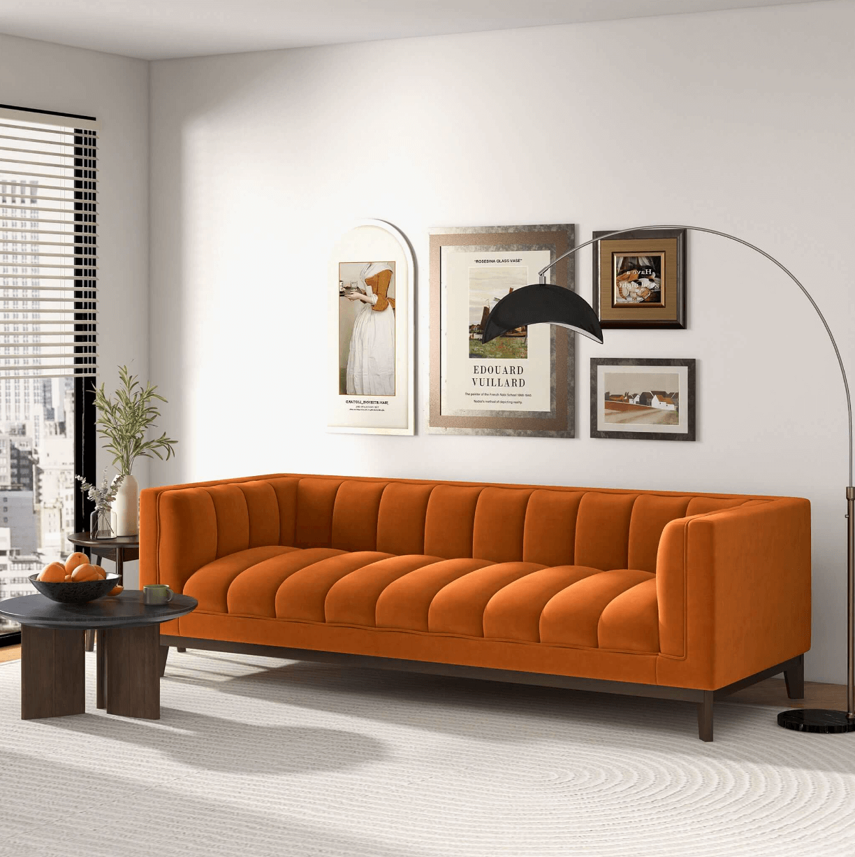 Melissa MCM Styled Channel Tufted Sofa 90” - Revel Sofa 