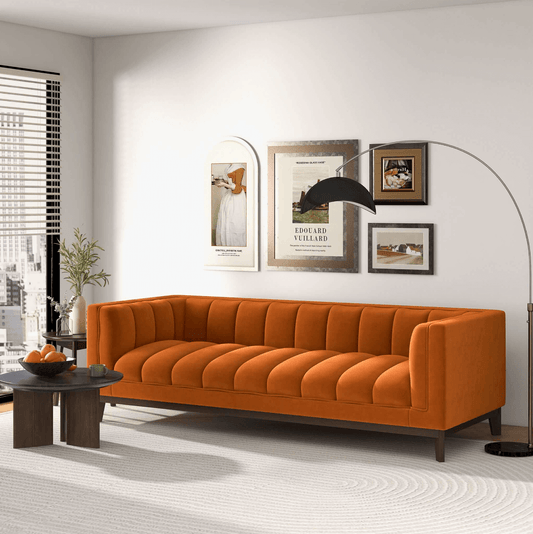 Melissa MCM Styled Channel Tufted Sofa 90” - Revel Sofa 