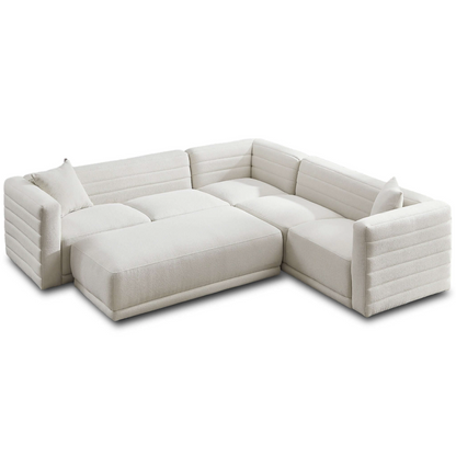 Solo Modern Tufted Corner Sectional Sofa, Boucle or Velvet 104" - Revel Sofa 