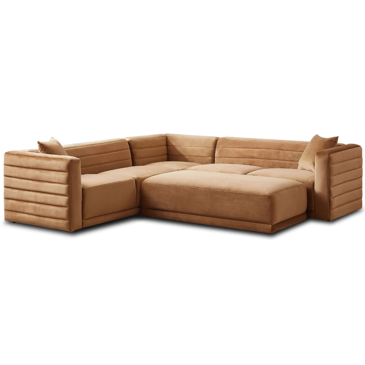 Solo Modern Tufted Corner Sectional Sofa, Boucle or Velvet 104" - Revel Sofa 