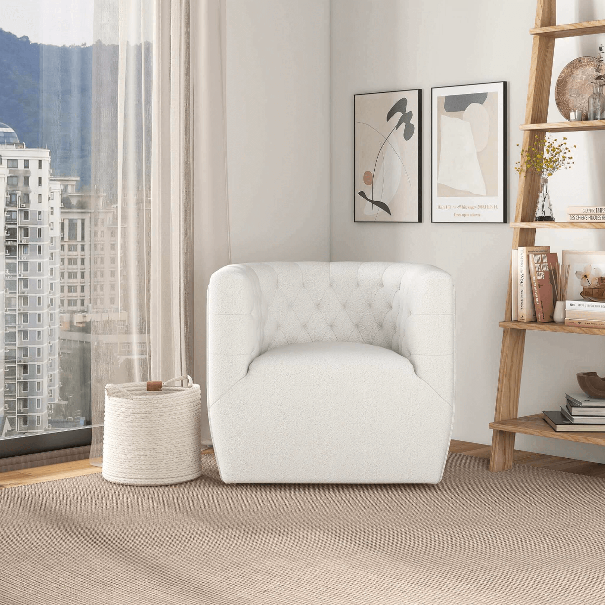 Delaney MCM Tufted Swivel Accent Chair - Revel Sofa 