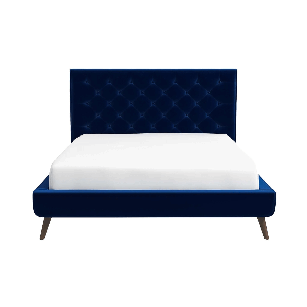 Dillon MCM Platform Bed with Button Tufted Velvet Upholstery - Revel Sofa 