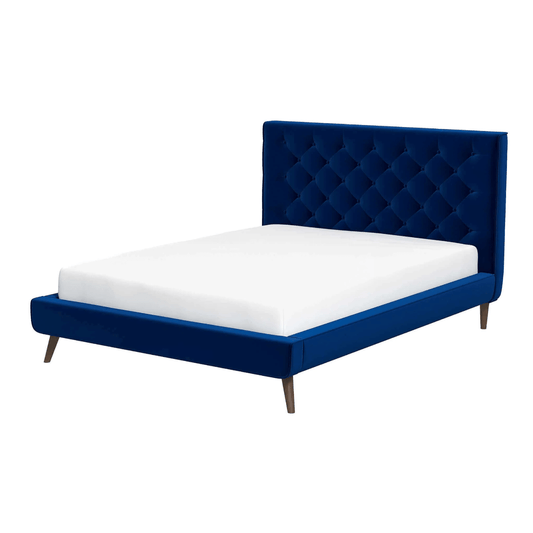 Dillon MCM Platform Bed with Button Tufted Velvet Upholstery - Revel Sofa 