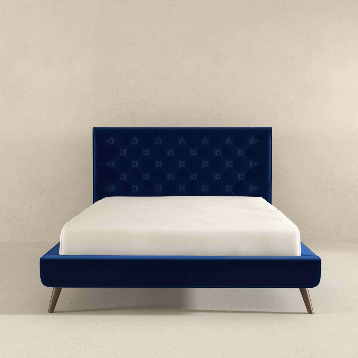 Dillon MCM Platform Bed with Button Tufted Velvet Upholstery - Revel Sofa 