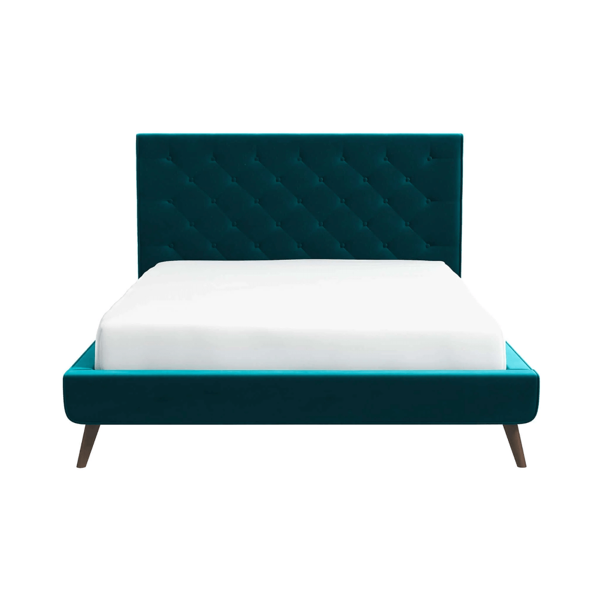 Dillon MCM Platform Bed with Button Tufted Velvet Upholstery - Revel Sofa 