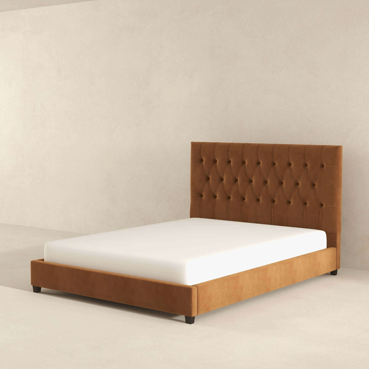 Donald MCM Button Tufted Velvet Platform Bed Frame - Revel Sofa 