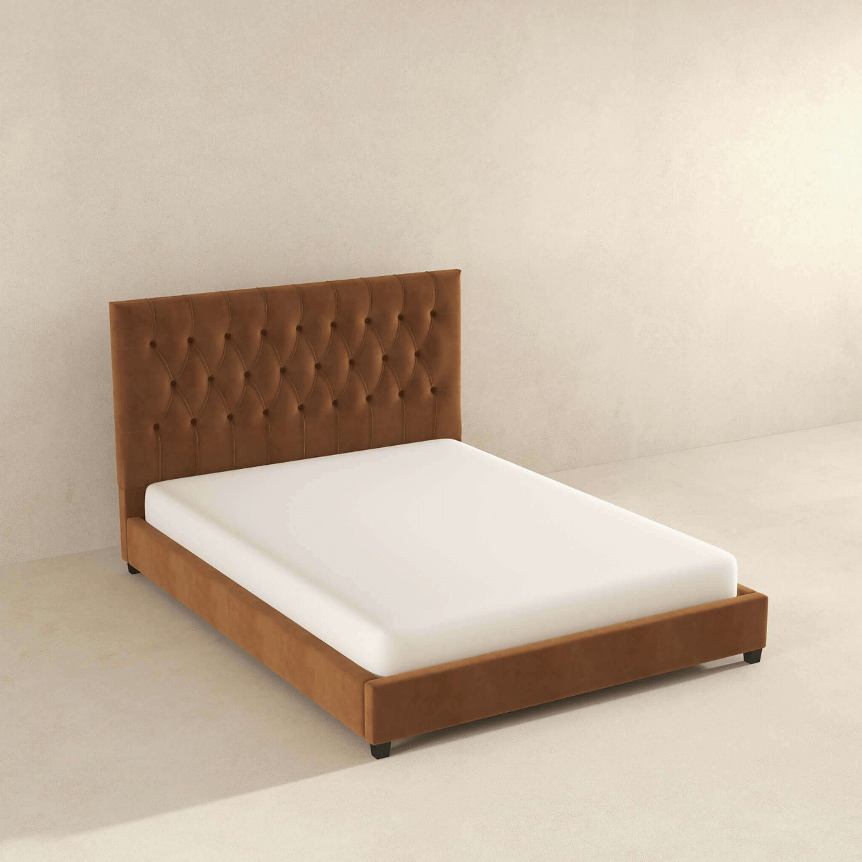 Donald MCM Button Tufted Velvet Platform Bed Frame - Revel Sofa 