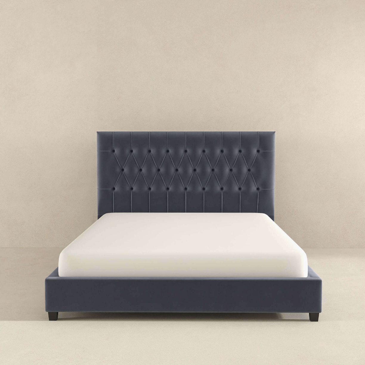 Donald MCM Button Tufted Velvet Platform Bed Frame - Revel Sofa 