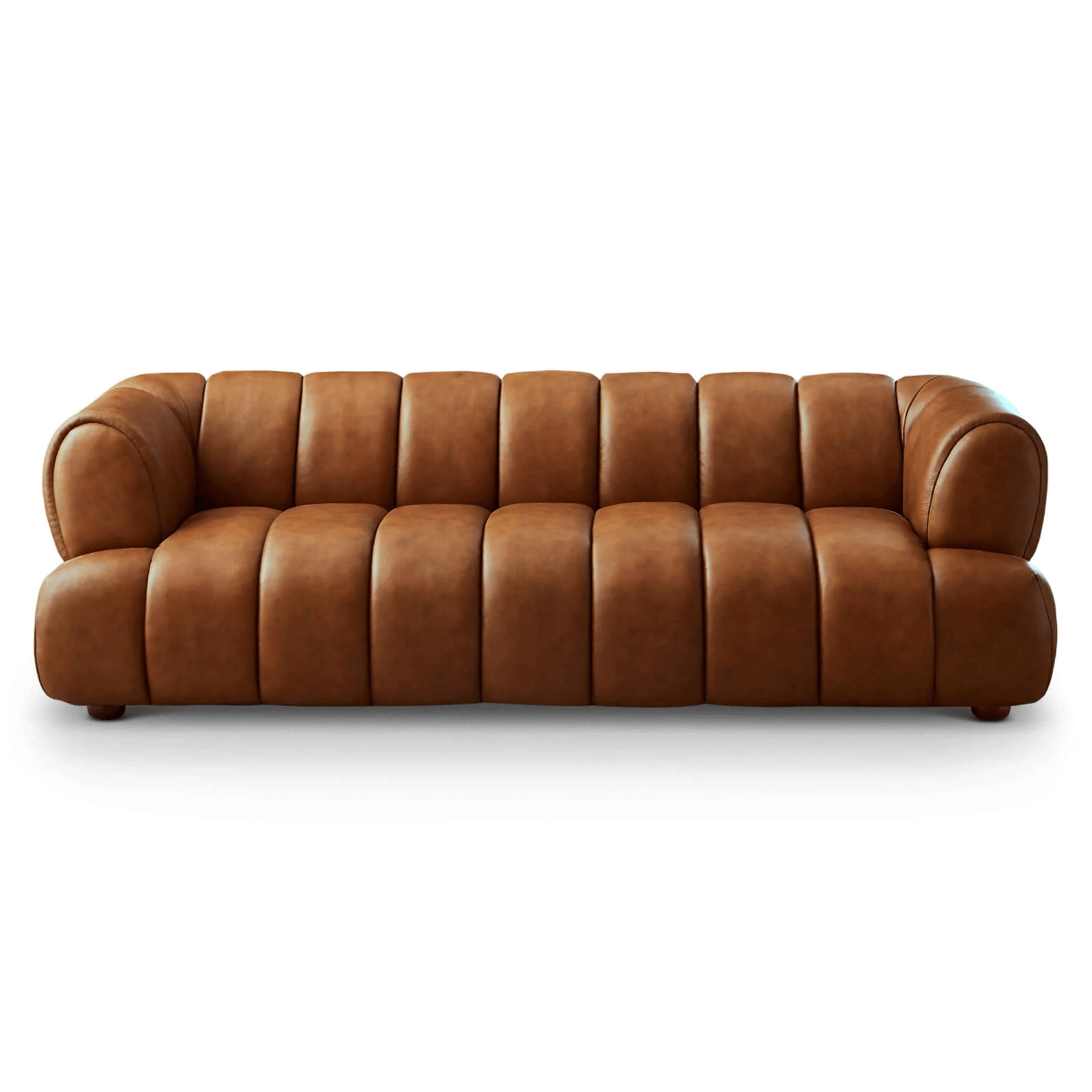 Jasmin Channel Tufted Sofa, Leather or Boucle 90” - Revel Sofa 