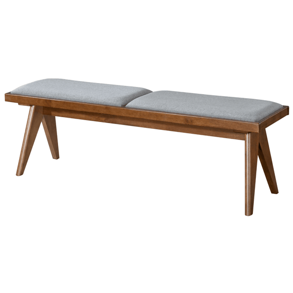 Keira MCM Solid Wood Bench Gray Fabric Upholstered Top 51