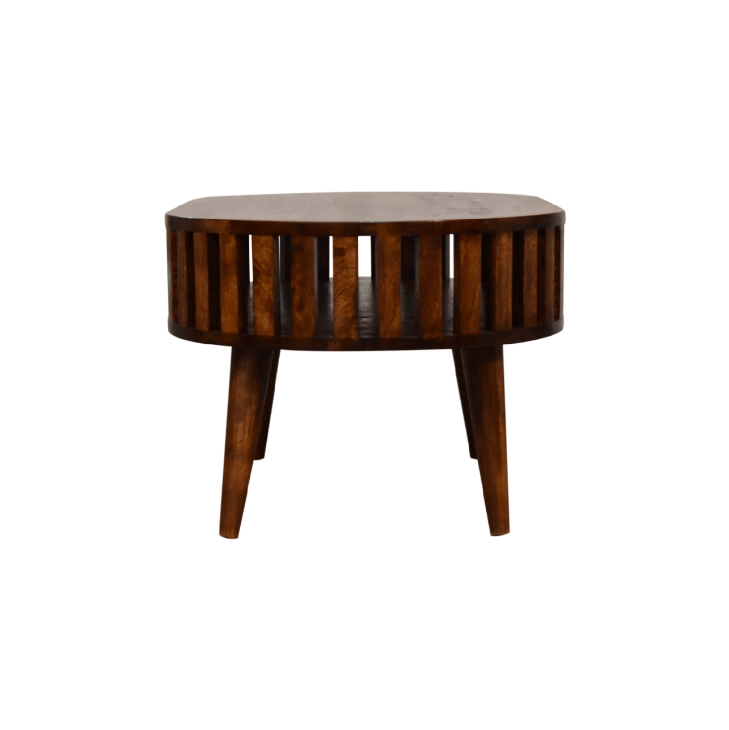 Ariella Solid Wood Slatted Coffee Table, Chestnut or Oak 32" - Revel Sofa 