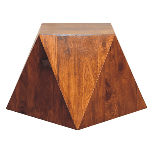 Solid Wood Geometric Accent End Table, Chestnut - Revel Sofa 