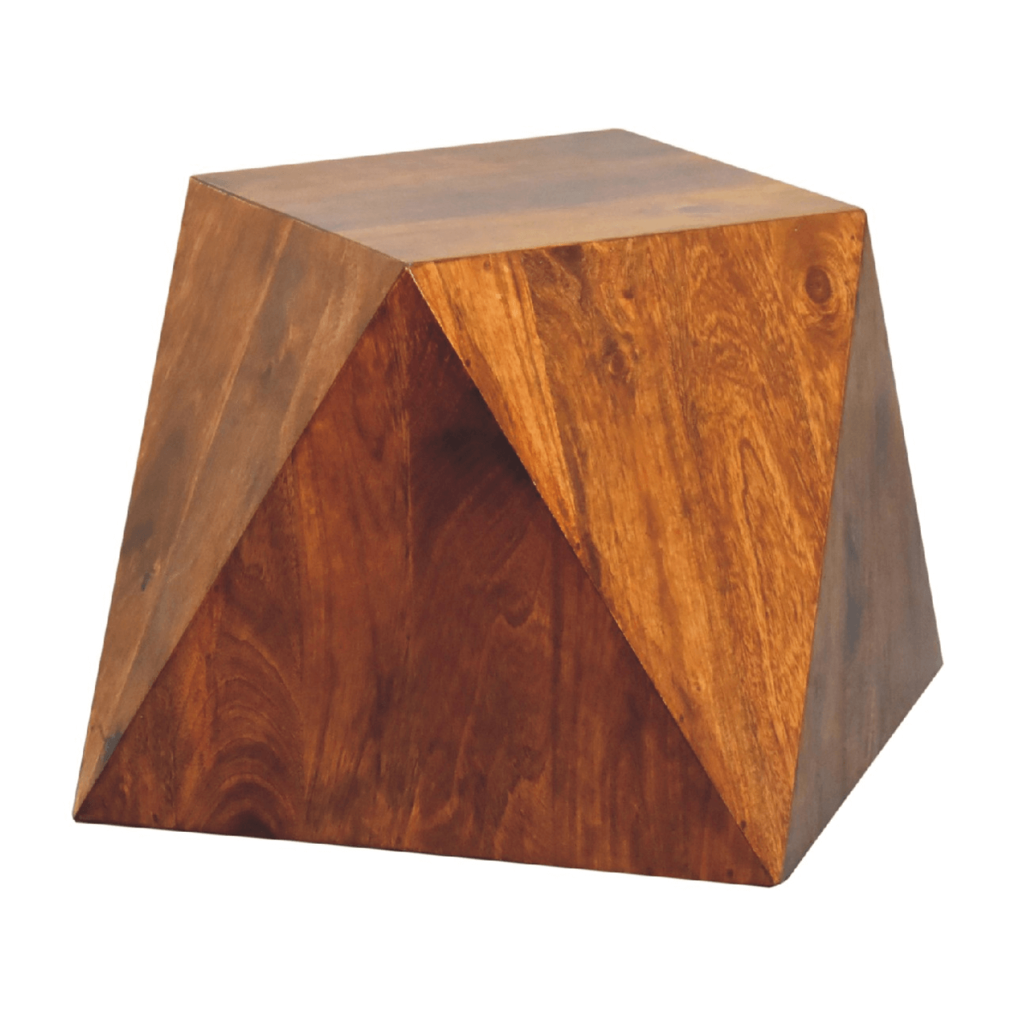 Solid Wood Geometric Accent End Table, Chestnut - Revel Sofa 