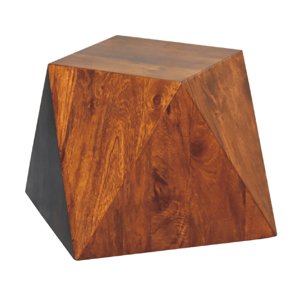 Solid Wood Geometric Accent End Table, Chestnut - Revel Sofa 