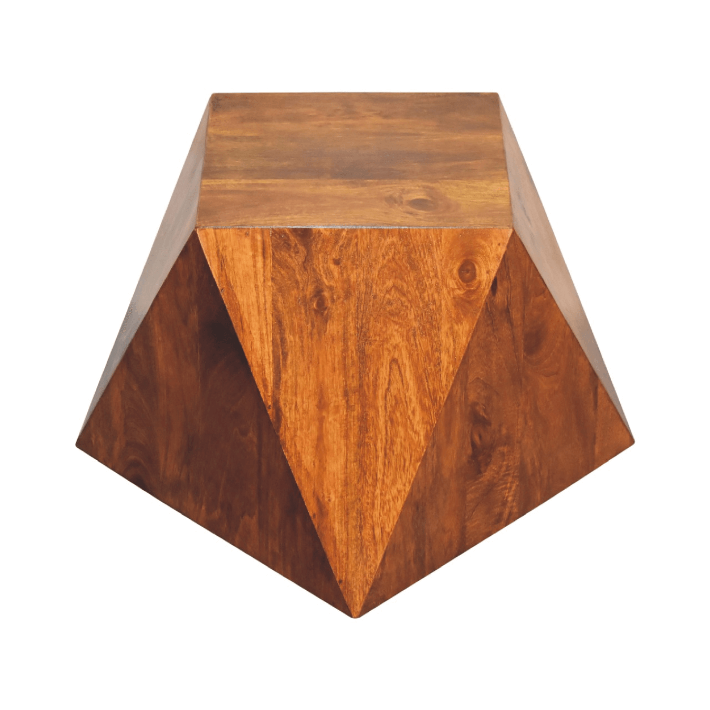 Solid Wood Geometric Accent End Table, Chestnut - Revel Sofa 