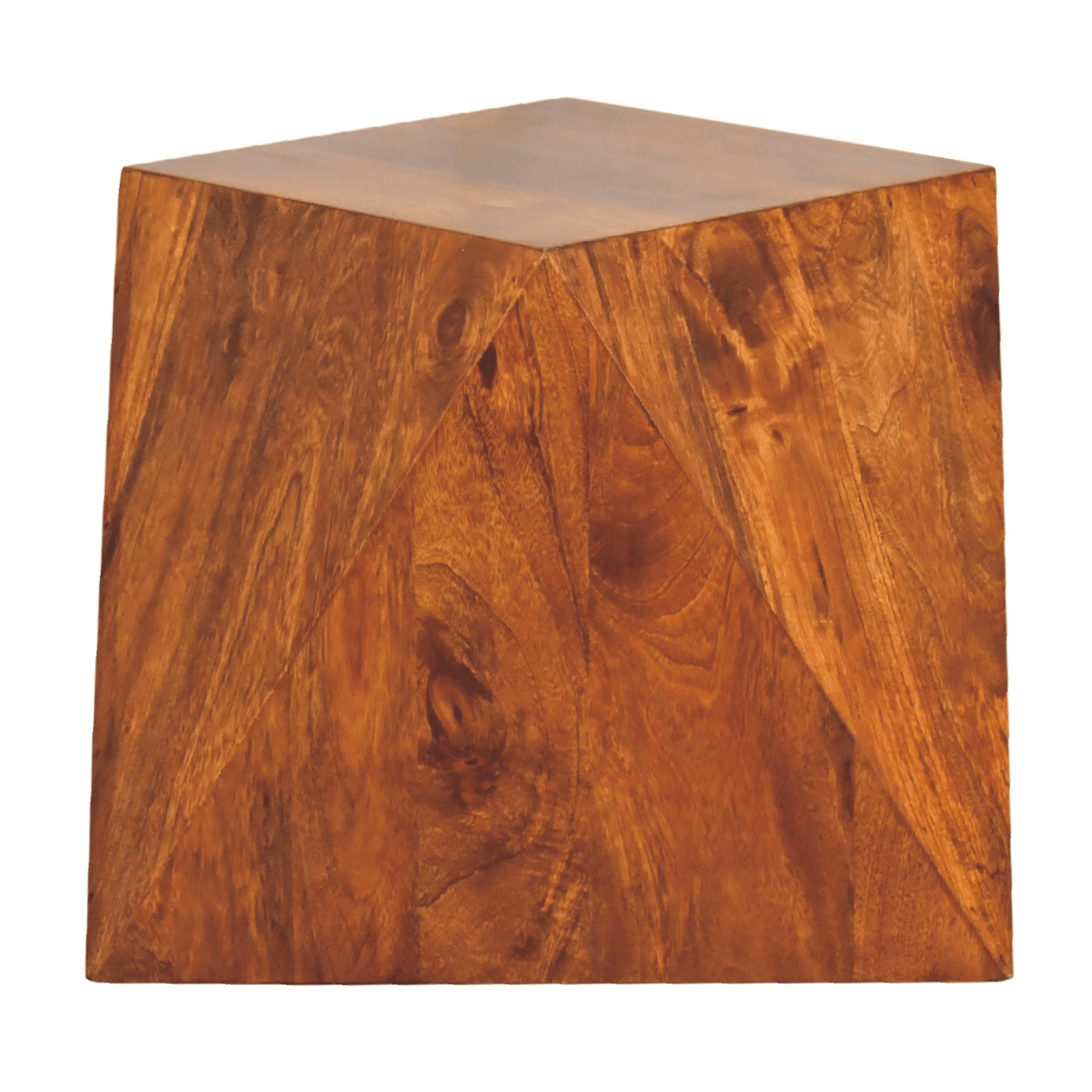 Solid Wood Geometric Accent End Table, Chestnut - Revel Sofa 