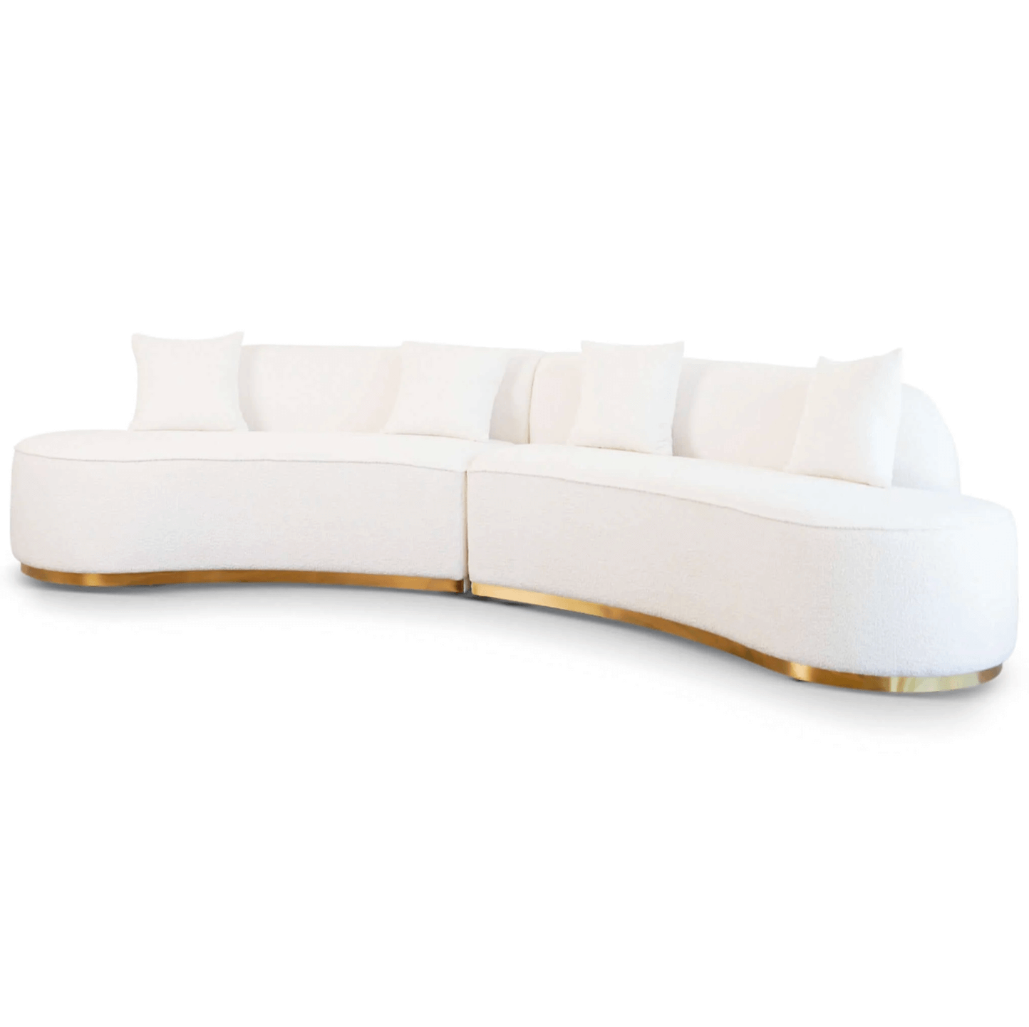 Athens Glam Modular Curved 2pc Sofa, Ivory Boucle 142'' - Revel Sofa 