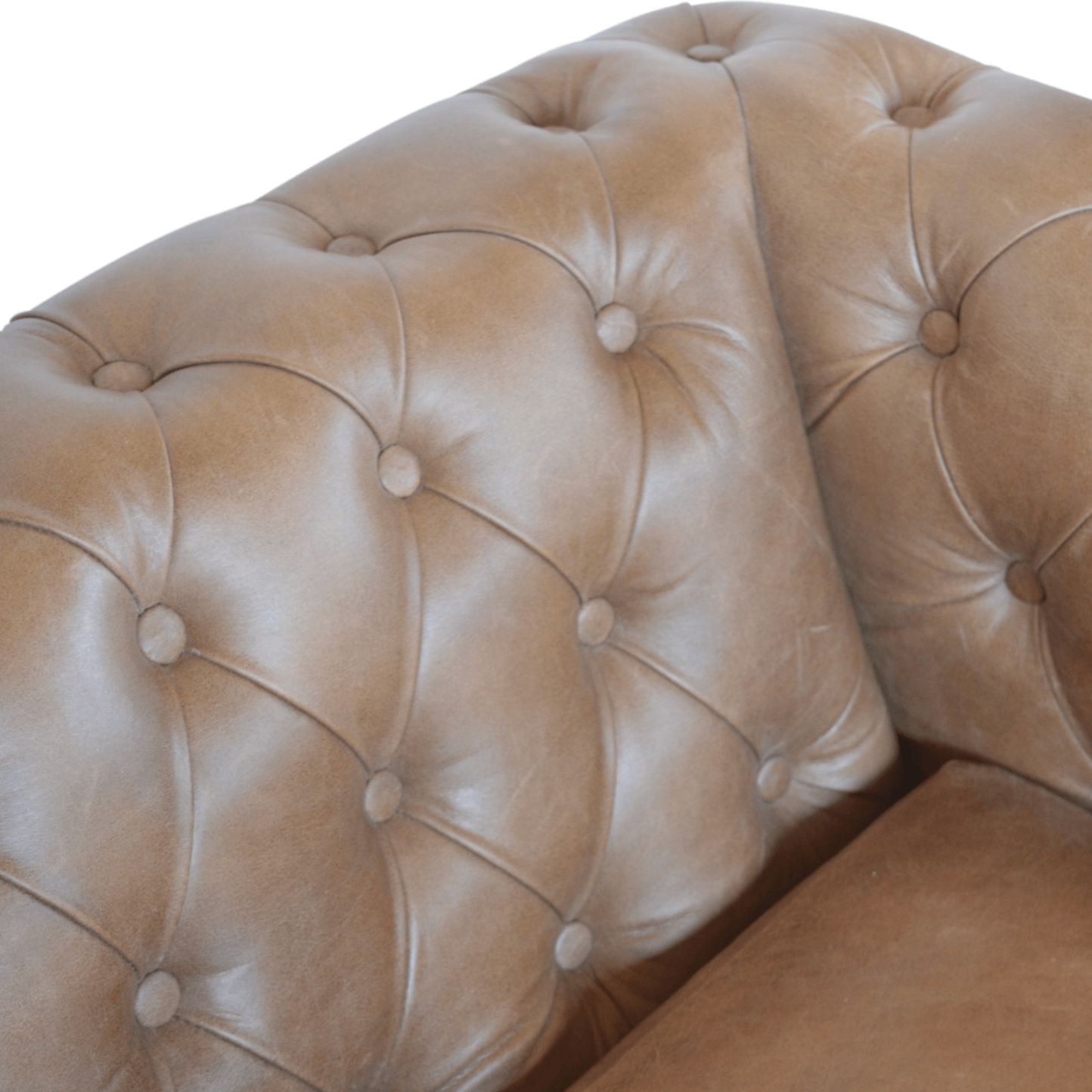 Button Tufted Rolled Arm Genuine Buffalo Leather Chesterfield Sofa Loveseat 59" - Revel Sofa 