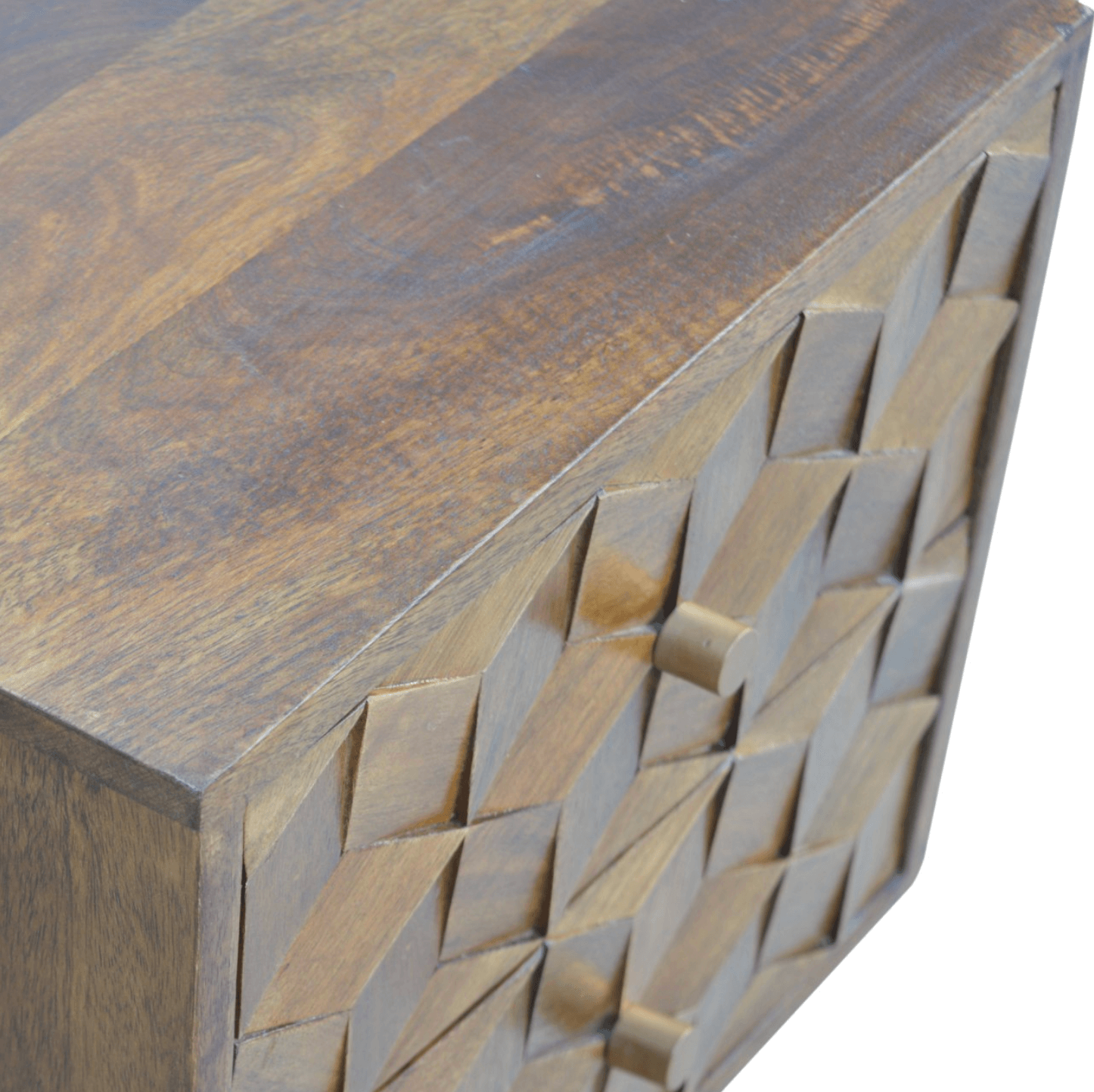 MCM Styled Solid Wood Geometric Cube Design Nightstand - Revel Sofa 