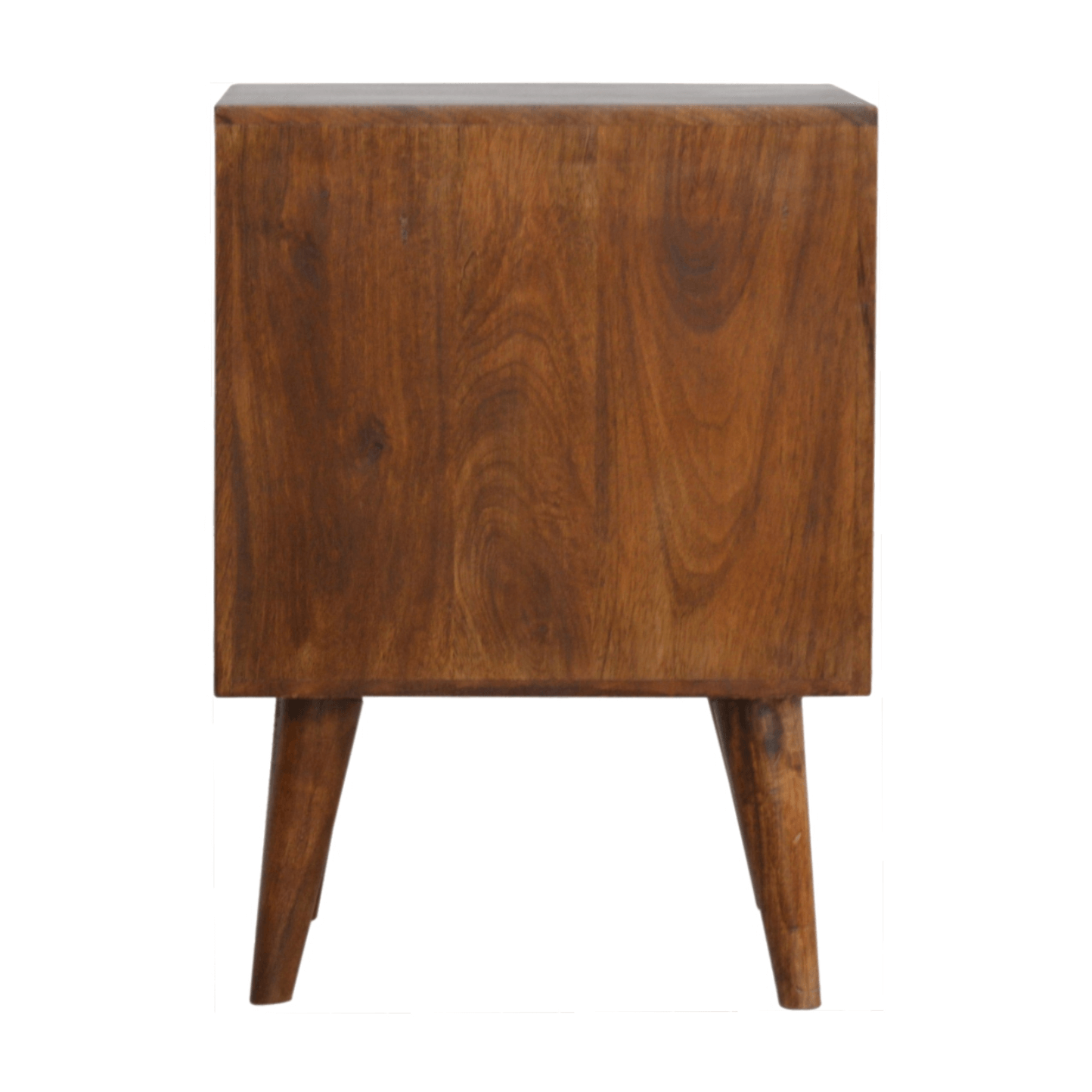 MCM Styled Solid Wood Geometric Cube Design Nightstand - Revel Sofa 