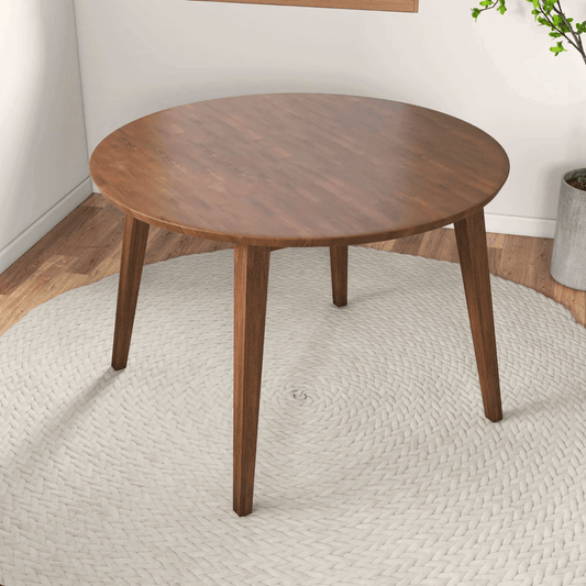 Lara MCM Round Solid Wood Dining Table 43" - Revel Sofa 