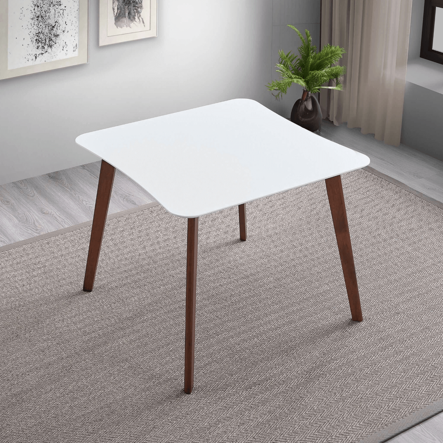 Bloom MCM Styled Square Wood Dining Table, White Top 35" - Revel Sofa 